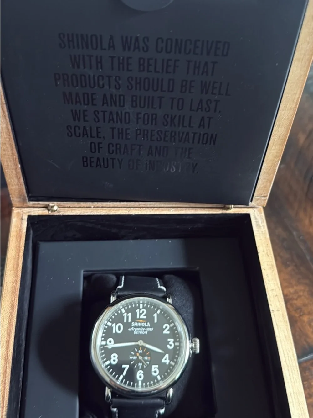 Shinola Black Dial Men's Leather Strap Watch